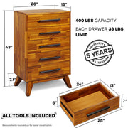 Mid-Century Solid Wood Tall Dresser — scale reference and proportion detail