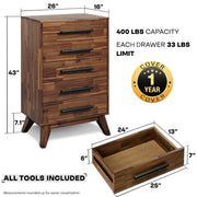 Mid-Century Solid Wood Tall Dresser