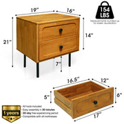 Hevea Wood 2-Drawer Nightstand