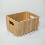 Paulownia Wood Ribbed Storage Bin