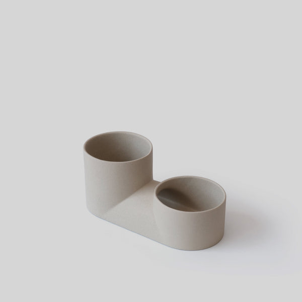 Close-up of hand-thrown stoneware glaze and texture detail — Matte Ceramic Double Planter