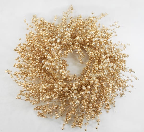 Gold Berry Artificial Wreath, 24 in