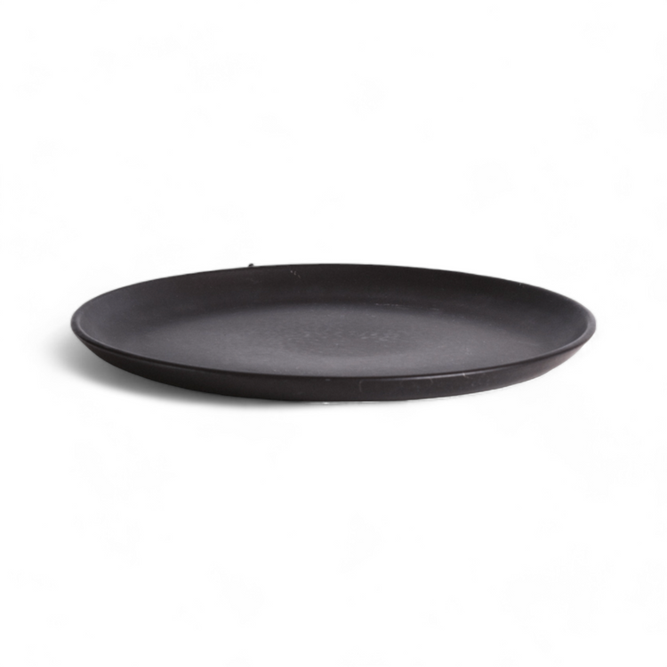 Matte Black Stoneware Dinner Plate Set