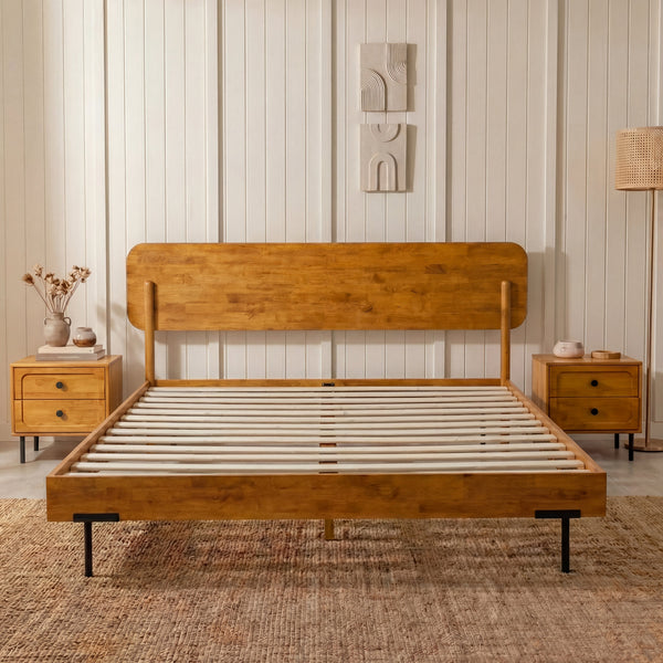Rounded Headboard Solid Wood Bed Frame