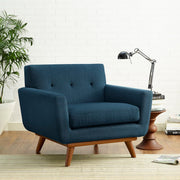 Tufted Polyester Fabric Mid-Century Armchair
