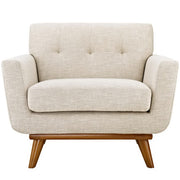 Tufted Polyester Fabric Mid-Century Armchair