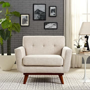 Tufted Polyester Fabric Mid-Century Armchair