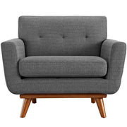 Tufted Polyester Fabric Mid-Century Armchair