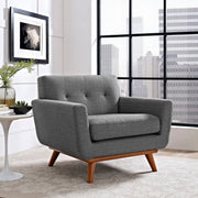Tufted Polyester Fabric Mid-Century Armchair