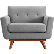 Tufted Polyester Fabric Mid-Century Armchair