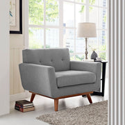 Tufted Polyester Fabric Mid-Century Armchair