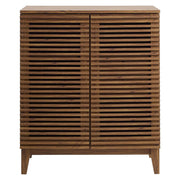 Slatted Walnut Bar Cabinet