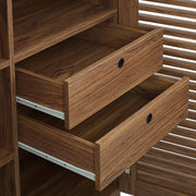 Slatted Walnut Bar Cabinet