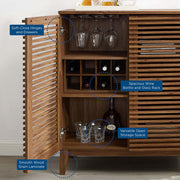 Slatted Walnut Bar Cabinet