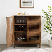 Slatted Walnut Bar Cabinet
