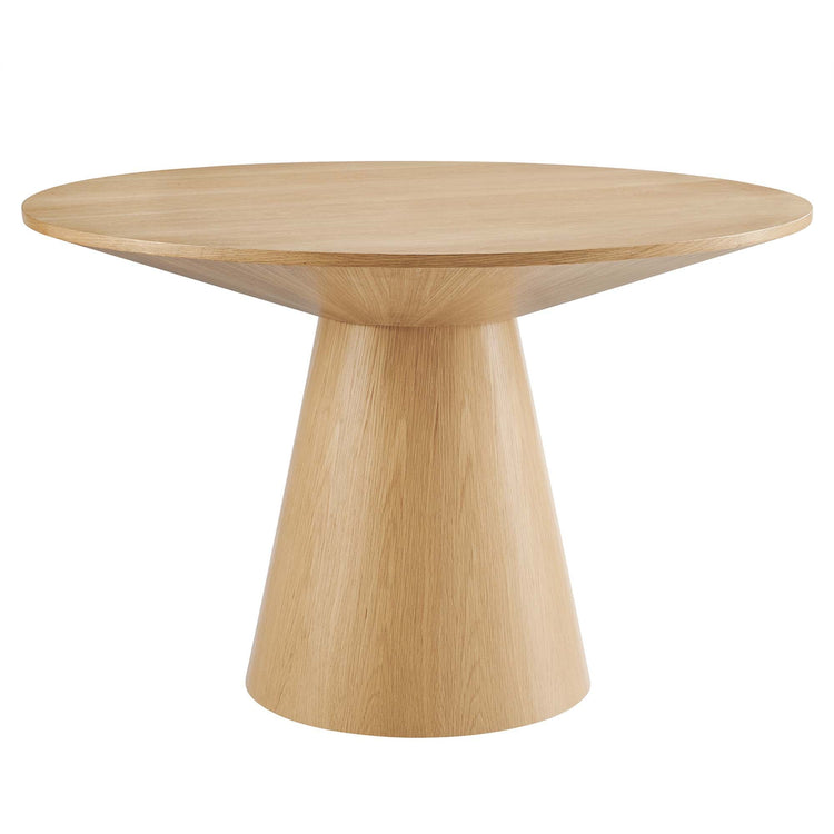 Wood Grain Veneer Round Pedestal Dining Table, 47 in