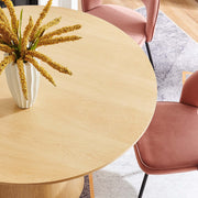Wood Grain Veneer Round Pedestal Dining Table, 47 in