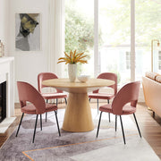Wood Grain Veneer Round Pedestal Dining Table, 47 in