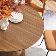 Wood Grain Veneer Round Pedestal Dining Table, 47 in