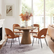 Wood Grain Veneer Round Pedestal Dining Table, 47 in