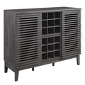 Slatted Wood-Grain Bar Cabinet