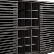 Slatted Wood-Grain Bar Cabinet