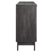 Slatted Wood-Grain Bar Cabinet