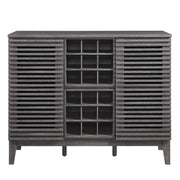 Slatted Wood-Grain Bar Cabinet