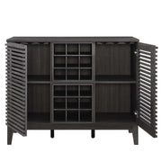 Slatted Wood-Grain Bar Cabinet
