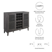 Slatted Wood-Grain Bar Cabinet