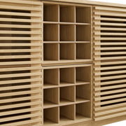 Slatted Wood-Grain Bar Cabinet