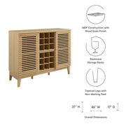 Slatted Wood-Grain Bar Cabinet