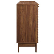 Slatted Wood-Grain Bar Cabinet