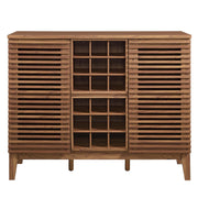 Slatted Wood-Grain Bar Cabinet