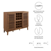 Slatted Wood-Grain Bar Cabinet