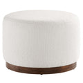 Round Cream Bouclé Ottoman, 23 in