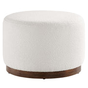 Round Cream Bouclé Ottoman, 23 in