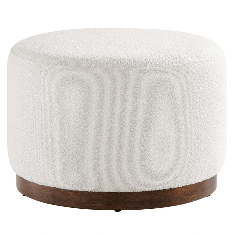 Round Cream Bouclé Ottoman, 23 in