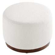 Round Cream Bouclé Ottoman, 23 in