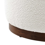 Round Cream Bouclé Ottoman, 23 in