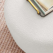Round Cream Bouclé Ottoman, 23 in