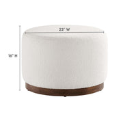 Round Cream Bouclé Ottoman, 23 in