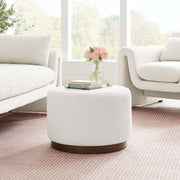 Round Cream Bouclé Ottoman, 23 in
