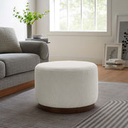 Round Cream Bouclé Ottoman, 23 in