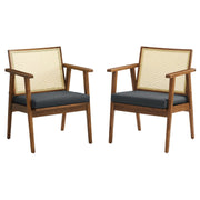Cane Back Vegan Leather Accent Armchairs, Set of 2