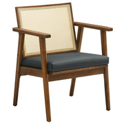 Cane Back Vegan Leather Accent Armchairs, Set of 2
