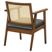 Cane Back Vegan Leather Accent Armchairs, Set of 2