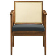 Cane Back Vegan Leather Accent Armchairs, Set of 2