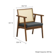 Cane Back Vegan Leather Accent Armchairs, Set of 2
