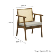 Cane Back Vegan Leather Accent Armchairs, Set of 2
